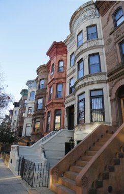 Brooklyn'de Prospect Heights mahallede ünlü New York City brownstones