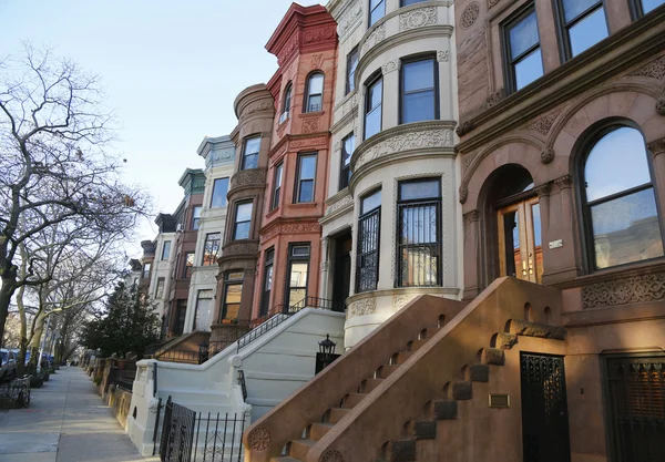 Brooklyn'de Prospect Heights mahallede ünlü New York City brownstones