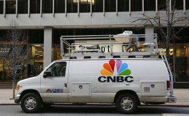 CNBC truck in Midtown Manhattan clipart