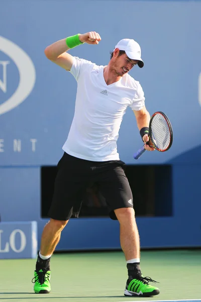 Grand Slam Champion Andy Murray i US Open 2014 kamp mot Jo-Wilfried Tsonga royaltyfrie gratis stockfoto