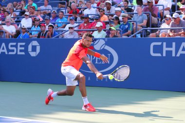 Profesyonel tenis oyuncusu Jo-Wilfried Tsonga bize açık 2014 sırasında ilk tur maç