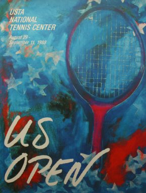 Bize açık 1998 poster Billie Jean King Ulusal Tenis merkezi New York'ta ekranda