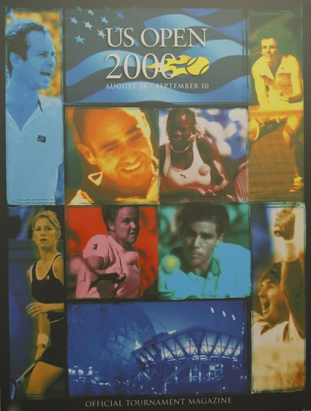 Amerikanska Open 2000 affisch på displayen på Billie Jean King National Tennis Center i New York — Stockfoto