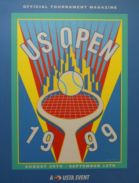 Oss öppna 1999 affisch på displayen på Billie Jean King National Tennis Center i New York — Stockfoto