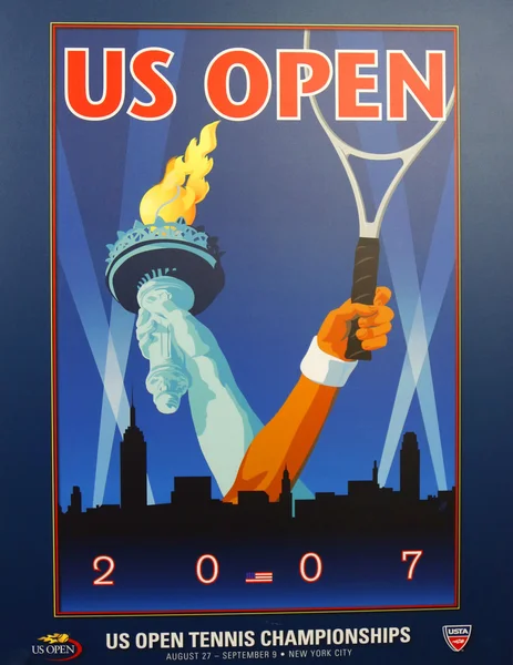 Cartel del US Open 2007 en exhibición en el Billie Jean King National Tennis Center de Nueva York — Foto de Stock