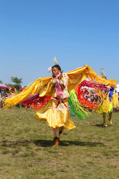 Bailarina indígena no identificada en el Pow Wow de Nueva York en Brooklyn —  Fotos de Stock