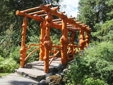 Banff, Kanada Cascade parkta doğal ahşap köprü