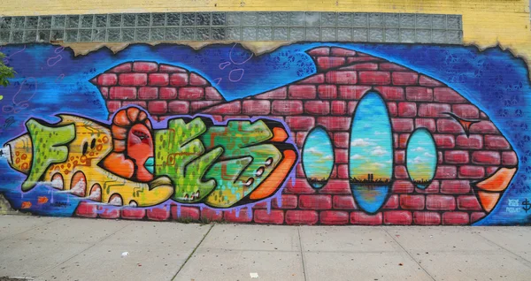 Mural τέχνη στο williamsburg Ανατολή στο Μπρούκλιν — Φωτογραφία Αρχείου