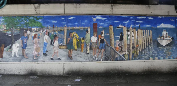 Nástěnné umění v Sheepsheadském zálivu v části Brooklyn — Stock fotografie