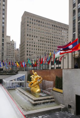 midtown Manhattan'ın alt plaza rockefeller Center prometheus heykeli