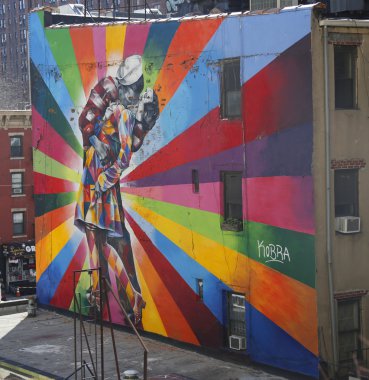 Brezilya duvar resmi sanatçı Eduardo Kobra Manhattan Chelsea mahallesinde tarafından duvar sanat