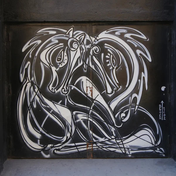 Arte murale dell'artista murale Jordan Betten nel quartiere Chelsea di Manhattan — Foto Stock