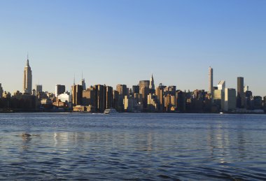 Midtown manhattan skyline panorama gün batımında
