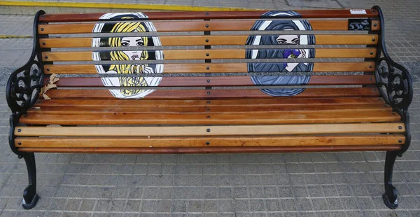 Painted Benches of Santiago in Las Condes, Santiago de Chile — Stock Photo, Image