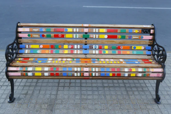 Painted Benches of Santiago in Las Condes, Santiago de Chile — Stock Photo, Image