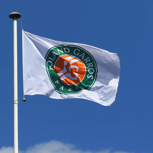 Bandera de Roland Garros en Le Stade Roland Garros en París, Francia — Foto de Stock