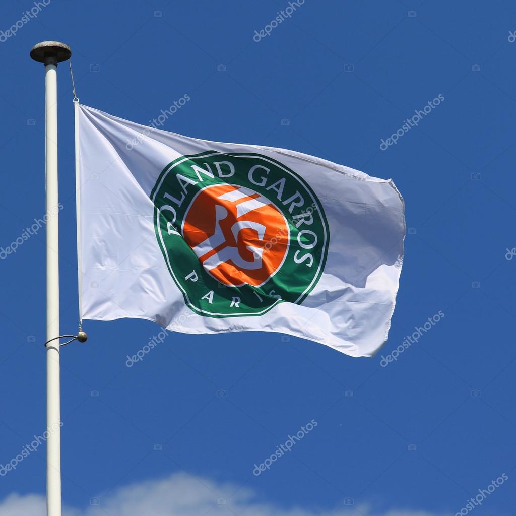 Roland Garros flag at Le Stade Roland Garros in Paris, France