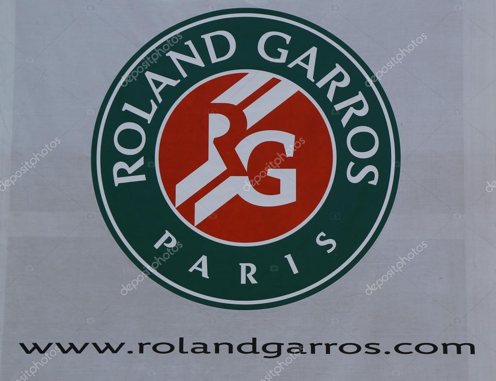 PARIS, FRANCE- MAY 23, 2015: Roland Garros logo at Le Stade Roland Garros in Paris, France