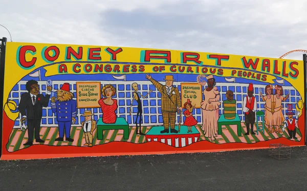 Mural art at new street art atraksi Coney Art Walls at Coney Island section in Brooklyn — Stok Foto