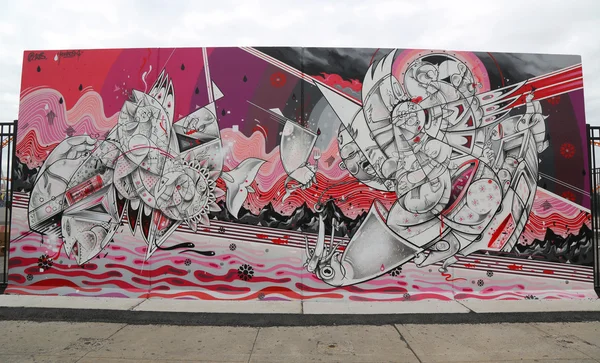 Arte mural na nova atração de arte de rua Coney Art Walls na seção Coney Island em Brooklyn — Fotografia de Stock