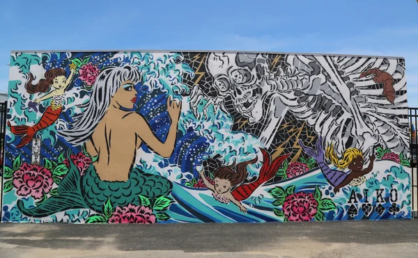 Mural art at new street art attraction Coney Art Walls at Coney Island section in Brooklyn — Stock Photo, Image