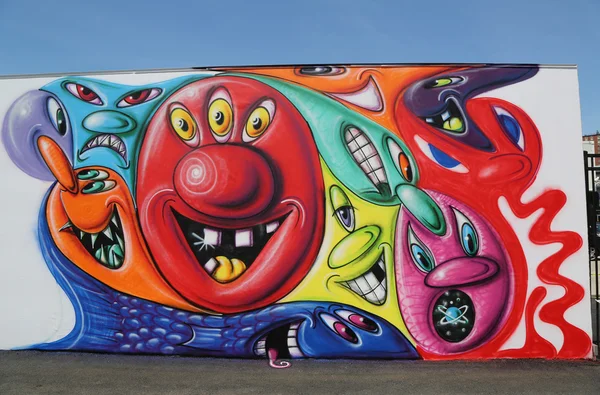 Arte mural en la nueva atracción de arte callejero Coney Art Walls en la sección de Coney Island en Brooklyn — Foto de Stock