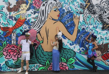 Mermaid parade katılımcılar brooklyn bölümünde coney Adası