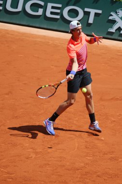 profesyonel tenisçi Avustralya thanasi kokkinakis roland garros 2015 üçüncü yuvarlak onun maç sırasında eylem
