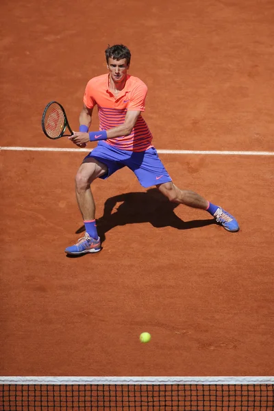 Professional tennis player Andrey Kuznetsov of Russia in action during his third round match at Roland Garros — 스톡 사진