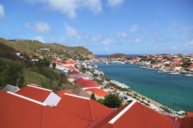 Aerial view at Gustavia Harbor in St Barts clipart