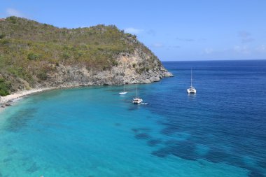 Ariel view of Shell beach at St. Barts, French West Indies