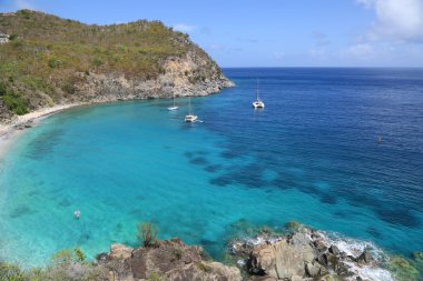 Ariel view of Shell beach at St. Barts, French West Indies