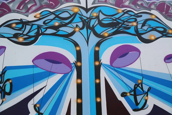 Malarstwo ścienne w nowej sztuki ulicy atrakcją coney sztuki ściany — Zdjęcie stockowe