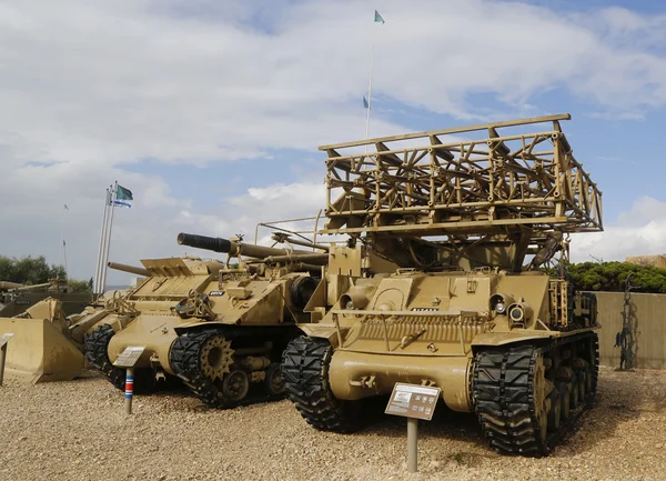 Armored 290 mm rocket launcher on display — Stok fotoğraf