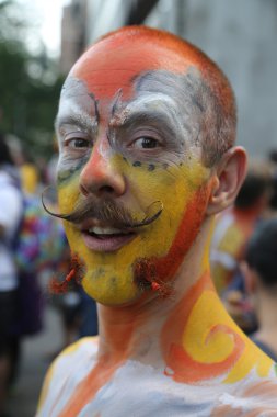 Model in midtown Manhattan during second NYC Body Painting Day