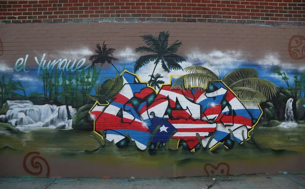 Фреска на тему Пуэрто-Рико в Восточном Уильямсбурге — стоковое фото