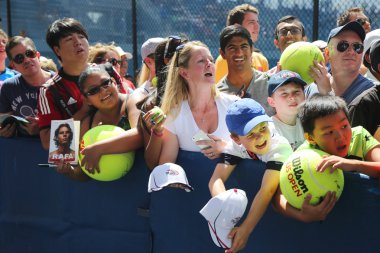 Rafael Nadal tennis fans waiting for autographs at Billie Jean King National Tennis Center in New York.