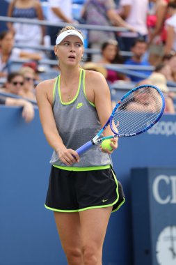 Five times Grand Slam Champion Maria Sharapova practices for US Open 2015 at National Tennis Center