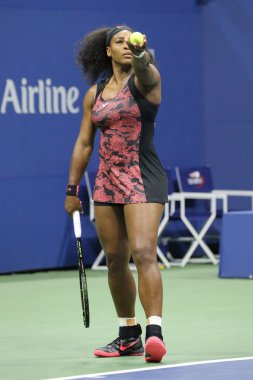 Twenty one times Grand Slam champion Serena Williams in action during first round match at  US Open 2015