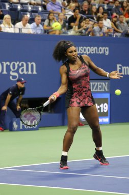 Twenty one times Grand Slam champion Serena Williams in action during first round match at  US Open 2015