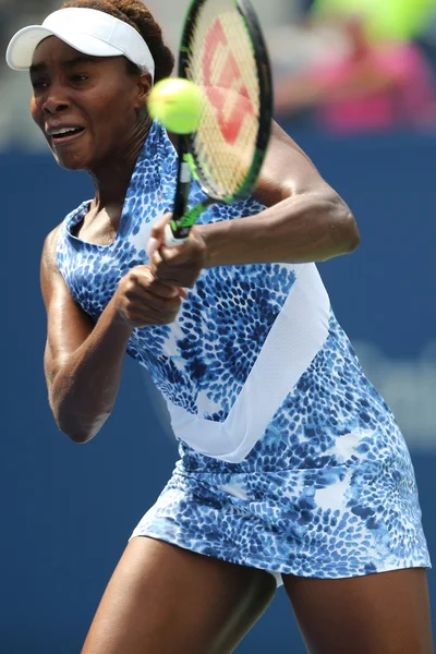 Grand Slam champion Venus Williams in action during first round match at US Open 2015 — Stok fotoğraf