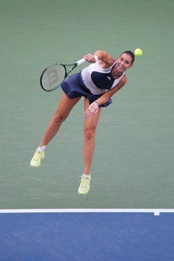 Profesyonel tenis oyuncusu Flavia Pennetta İtalya'nın bize açık 2015 onun çeyrek final maçında sırasında eylem
