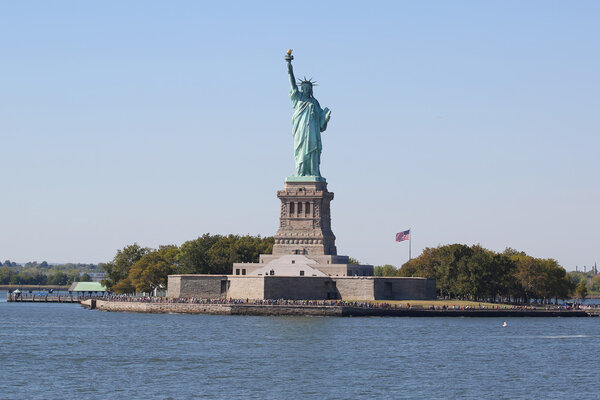 NEW YORK - SEPTEMBER 24, 2015: The Statue of Liberty in New York Harbor