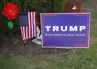 A lawn sign in support of presidential candidate Donald Trump