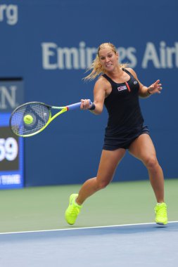 Professional tennis player Dominika Cibulkova of Slovakia in action during first round match at US Open 2015