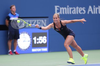 Professional tennis player Dominika Cibulkova of Slovakia in action during first round match at US Open 2015
