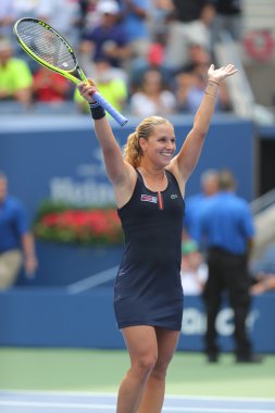 Professional tennis player Dominika Cibulkova of Slovakia in action during first round match at US Open 2015