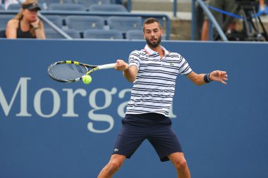 Professional tennis player Benoit Paire of France in action during first round match at US Open 2015