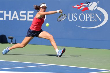 Profesyonel tenis oyuncusu Johanna Konta Büyük Britanya'nın eylem sırasında onun üçüncü yuvarlak bize açık 2015