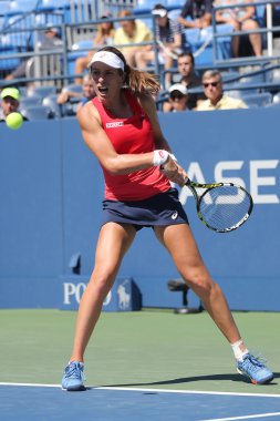 Profesyonel tenis oyuncusu Johanna Konta Büyük Britanya'nın eylem sırasında onun üçüncü yuvarlak bize açık 2015